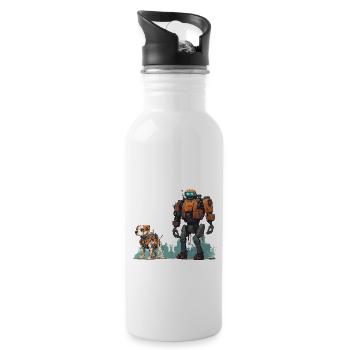 Roboter mit Robo Hund SCI-FI Gassi Robotik - Trinkflasche mit integriertem Trinkhalm - Weiß - Rechts
