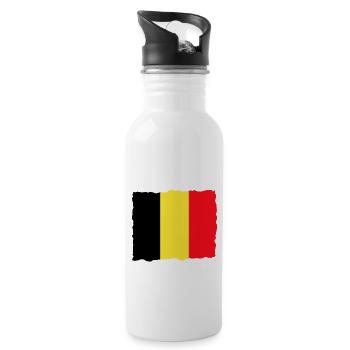 Belgium Flag Vintage Belgian Flag Distressed Look - Water bottle with straw - white - Right