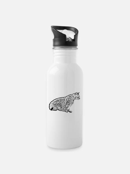 Schwarze Katze Katze Kätzchen Katze Katze Hausgeschenk - Trinkflasche mit integriertem Trinkhalm - Weiß