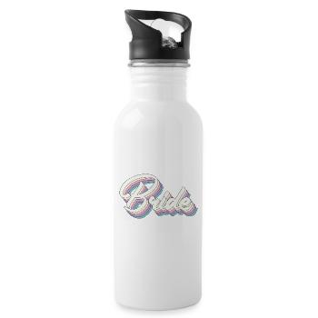 Retro Braut Bachelorette Teil Geschenk für Frauen - Trinkflasche mit integriertem Trinkhalm - Weiß - Rechts