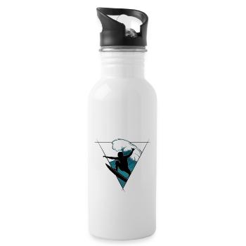 Lässige Aerial Surfer Silhouette Brechende Welle - Trinkflasche mit integriertem Trinkhalm - Weiß - Rechts