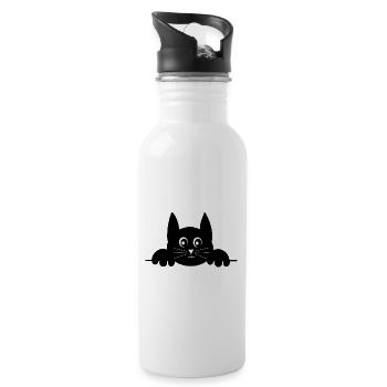 Black Cat Cat Sweet Kitten Christmas Gift - Water bottle with straw - white - Right