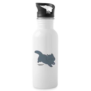 🐾 Schwarze Katze 🐈‍⬛ - Trinkflasche mit integriertem Trinkhalm - Weiß - Rechts