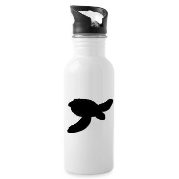 Wasserschildkröte Umriss - Trinkflasche mit integriertem Trinkhalm - Weiß - Rechts