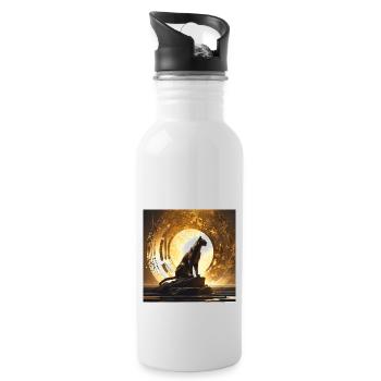 wildcat,gold,circle,ornament,golden,leopard - Water bottle with straw - white - Right