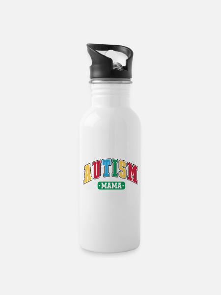 Autismus Autisten Mama - Trinkflasche mit integriertem Trinkhalm - Weiß