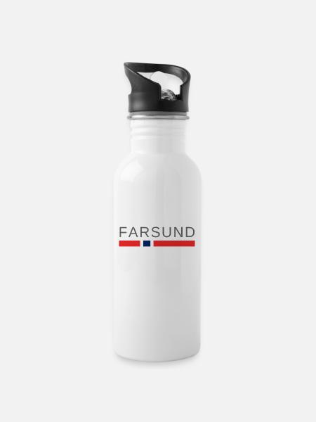 Farsund Norway - Water bottle with straw - white