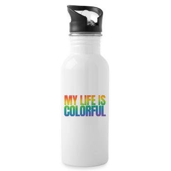 My Life Is Colorful - Water bottle with straw - white - Right
