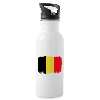 Drapeau de la Belgique Drapeau belge Vintage Look vieilli - Gourde avec paille intégrée - blanc - Droite