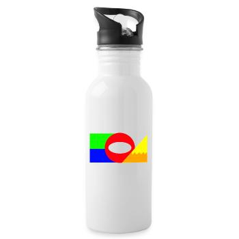 Composition des blocs de couleurs de la géométrie néon - Gourde avec paille intégrée - blanc - Droite