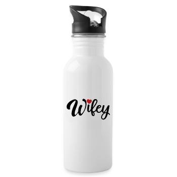 Wifey - Cœur mignon, cadeau pour femme femmes mariées - Gourde avec paille intégrée - blanc - Droite