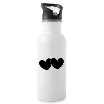 cœur pixel cœur noir cadeau Saint-Valentin - Gourde avec paille intégrée - blanc - Droite