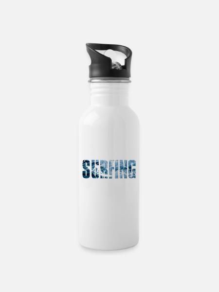 Surfing Surfers Surfing Windsurfing Surfing - Water bottle with straw - white