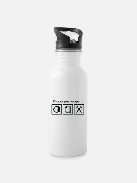 Wähle deine Waffe - Trinkflasche mit integriertem Trinkhalm - Weiß