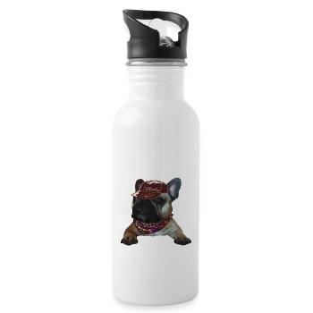 Bully, Frenchie, Français Bulldog, Cadeau - Gourde avec paille intégrée - blanc - Droite