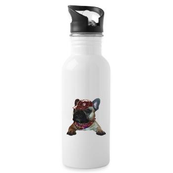 Français Bulldog, Frenchie, Bully, Cadeau - Gourde avec paille intégrée - blanc - Droite
