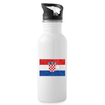 Croatia Flag Adriatic Sea Zagreb Croatian Flag - Water bottle with straw - white - Right