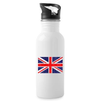 Großbritannien Flagge Union Jack Fahne London UK - Trinkflasche mit integriertem Trinkhalm - Weiß - Rechts