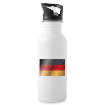 Deutschland Flagge Deutsche Fahne Used Look Heimat - Trinkflasche mit integriertem Trinkhalm - Weiß - Rechts