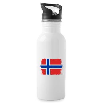 Drapeau de la Norvège Scandinavie Drapeau norvégien - Gourde avec paille intégrée - blanc - Droite