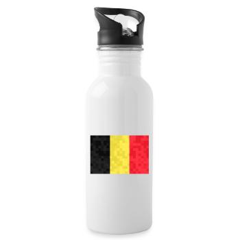 Belgium Flag Vintage Belgian Flag Used Look - Water bottle with straw - white - Right