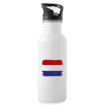Netherlands Flag Holland Dutch flag - Water bottle with straw - white - Right