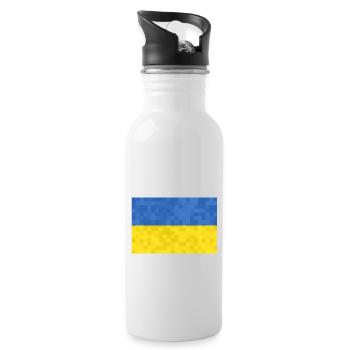Ukraine Flagge Vintage Ukrainische Fahne Used Look - Trinkflasche mit integriertem Trinkhalm - Weiß - Rechts