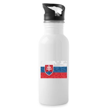Slovakia Flag Vintage Slovak Flag Home - Water bottle with straw - white - Right