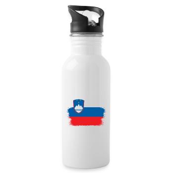 Slowenien Flagge Balkan Slowenische Fahne Vintage - Trinkflasche mit integriertem Trinkhalm - Weiß - Rechts