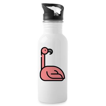 Un beau flamant rose - Gourde avec paille intégrée - blanc - Droite
