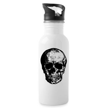 Skull - Black skull - Water bottle with straw - white - Right