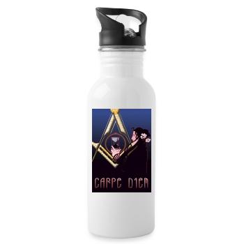 Freemason CARPE DIEM Art Nouveau motif - Water bottle with straw - white - Right