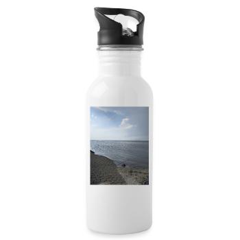 Plage de la mer du Nord - Gourde avec paille intégrée - blanc - Droite