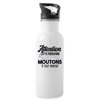 Mouton mouton brebis campagne ferme cadeau humour - Gourde avec paille intégrée - blanc - Droite