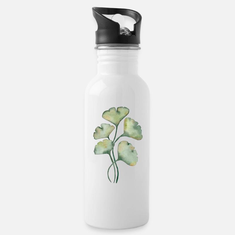 Gingko biloba - Gourde avec paille intégrée - blanc