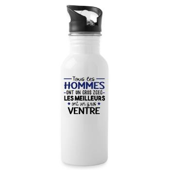 Gros ventre obèse régime. Cadeau humour homme gros - Gourde avec paille intégrée - blanc - Droite