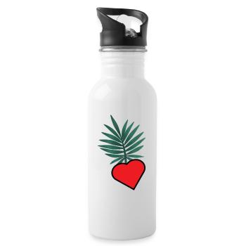 HERZ. HERZ. VALENTINSTAG. LIEBE. LIEBE. HERZ - Trinkflasche mit integriertem Trinkhalm - Weiß - Rechts