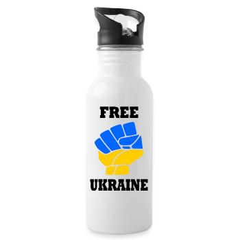ukraine - Trinkflasche mit integriertem Trinkhalm - Weiß - Rechts