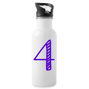 4 YEARS. 4th ANNIVERSARY. BIRTHDAY 4 YEARS. FOUR - Water bottle with straw - white - Right