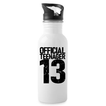 Adolescent officiel 13, cadeau cool 13e anniversaire - Gourde avec paille intégrée - blanc - Droite