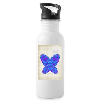 Papillon dans un style abstrait - Gourde avec paille intégrée - blanc - Droite