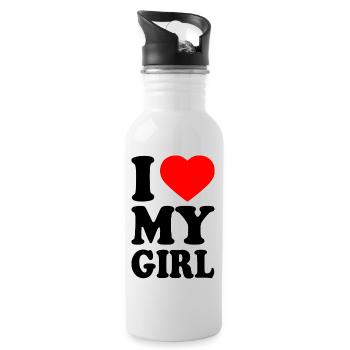 I love my girl - Trinkflasche mit integriertem Trinkhalm - Weiß - Rechts