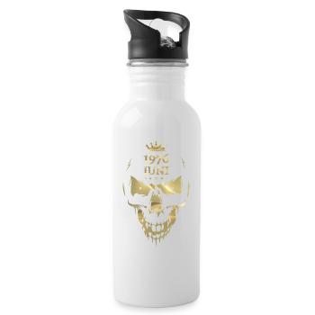 Juni 1976 Totenkopf Gold - Trinkflasche mit integriertem Trinkhalm - Weiß - Rechts