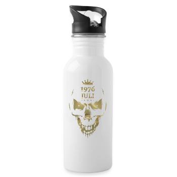 Juli 1976 Totenkopf Gold - Trinkflasche mit integriertem Trinkhalm - Weiß - Rechts