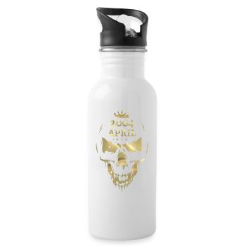 April 2004 Totenkopf Gold - Trinkflasche mit integriertem Trinkhalm - Weiß - Rechts