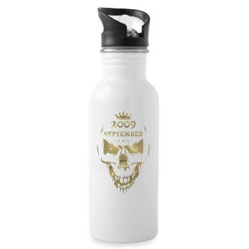 September 2009 Totenkopf Gold - Trinkflasche mit integriertem Trinkhalm - Weiß - Rechts