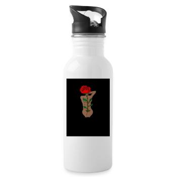 Silhouette and pink - Water bottle with straw - white - Right