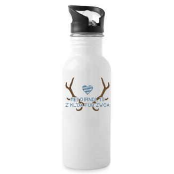 Mei Dirndl is z'kloa für zwoa - Bayern - Trinkflasche mit integriertem Trinkhalm - Weiß - Rechts