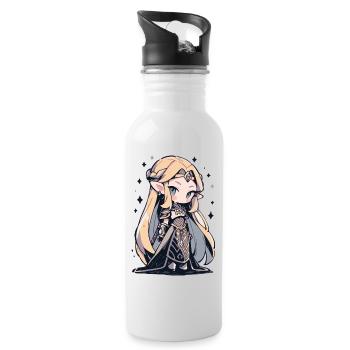 Cute Chibi Princess - Cute Fairy Tale Design - Water bottle with straw - white - Right