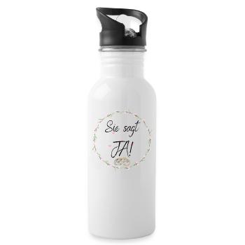 Sie sagt JA! - Trinkflasche mit integriertem Trinkhalm - Weiß - Rechts